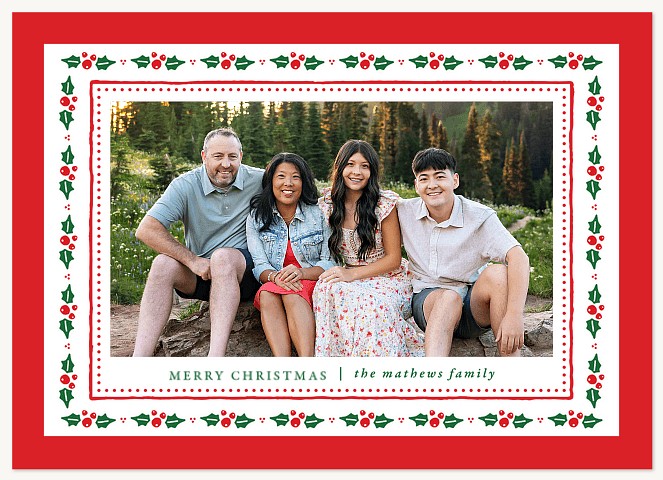 Whimsy Holly Personalized Holiday Cards