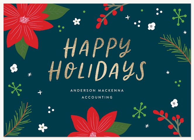 Retro Poinsettias Business Holiday Cards