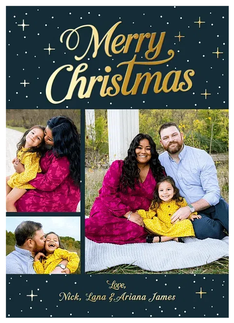 Emerald Stars Personalized Holiday Cards
