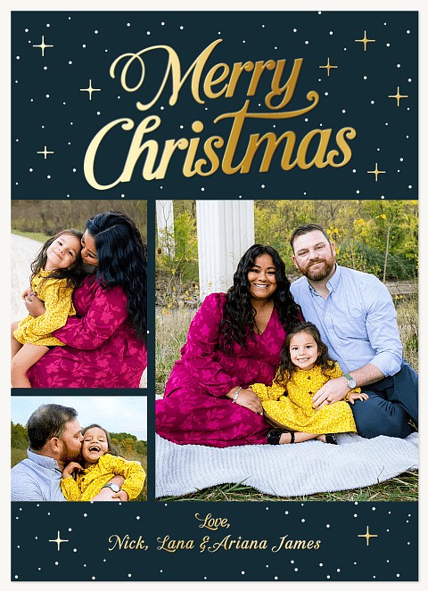 Emerald Stars Personalized Holiday Cards