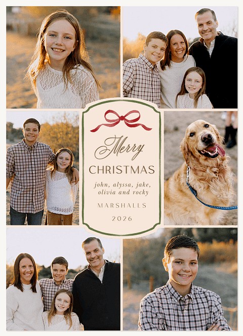 Center Bow Personalized Holiday Cards