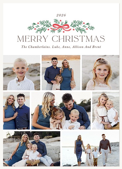 Ribboned Sprig Personalized Holiday Cards