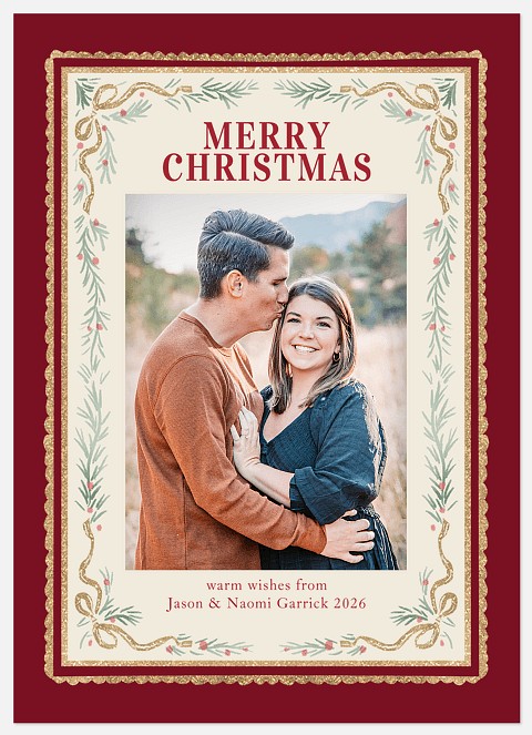 Gilded Garland Holiday Photo Cards