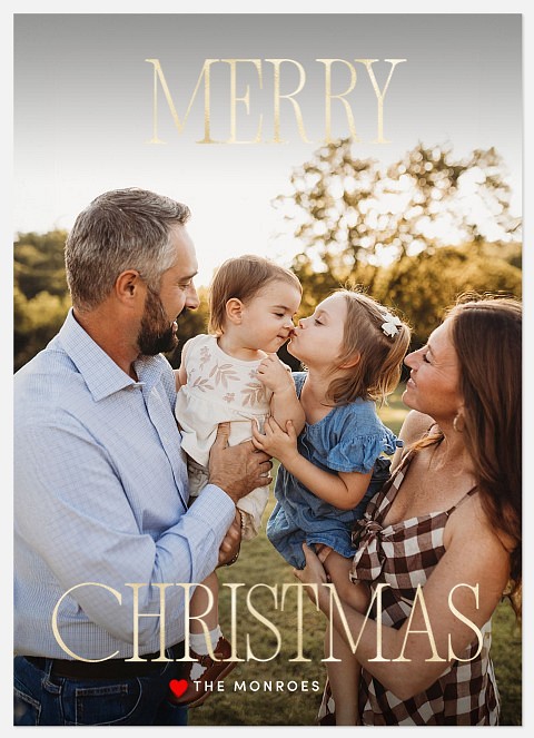 Golden Typography Holiday Photo Cards