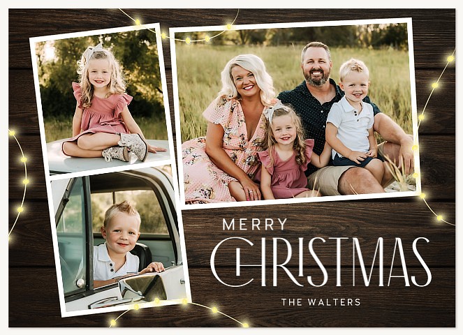 Woodland String Lights Personalized Holiday Cards