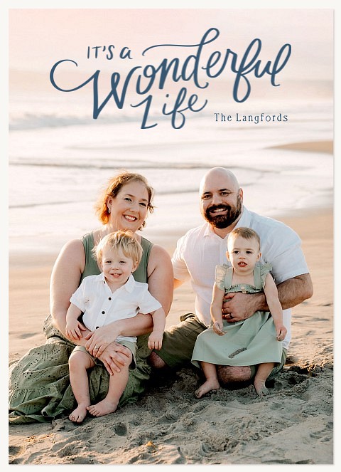 Wonderful Life Lettering Personalized Holiday Cards