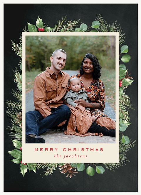 Torn Paper Frame Personalized Holiday Cards