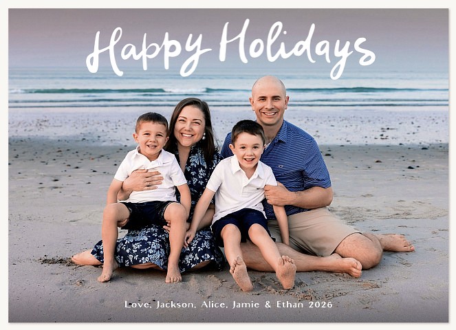 Brush Script Personalized Holiday Cards
