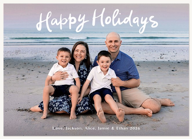 Brush Script Personalized Holiday Cards