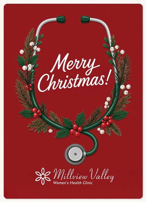 Festive Stethoscope Holiday & Christmas Magnet Cards