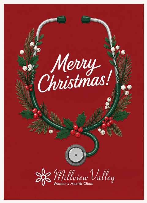 Festive Stethoscope Business Holiday Cards