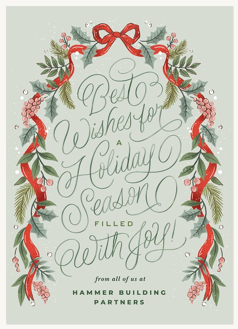 Ribbon Wrapped Business Holiday Cards