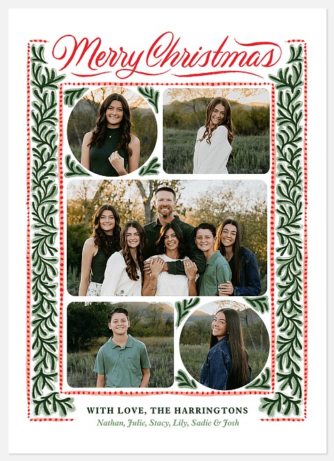 Folk Greenery Holiday Photo Cards