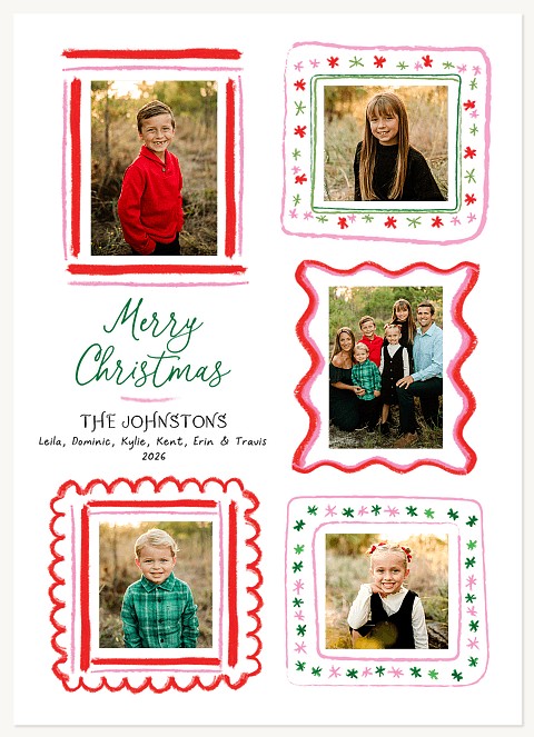 Pastel Frames Personalized Holiday Cards