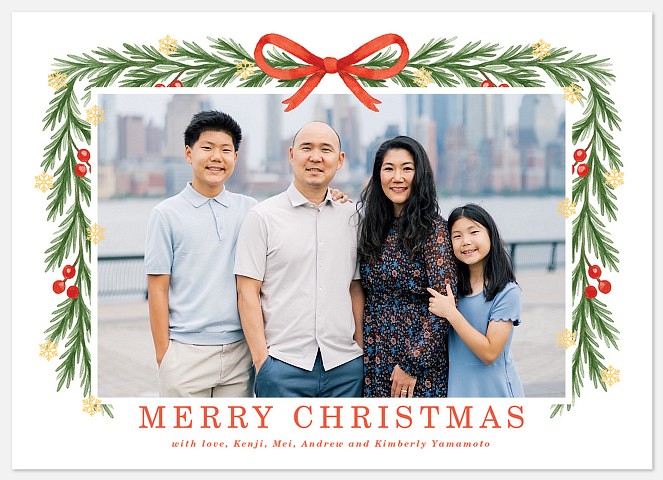 Snowy Garland Frame Holiday Photo Cards