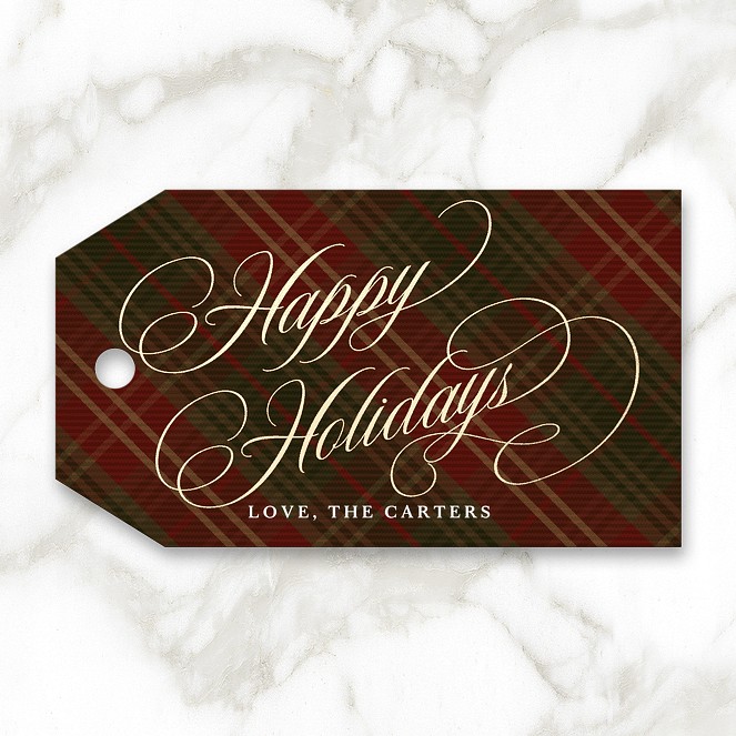 Elegance on Plaid Custom Gift Tags