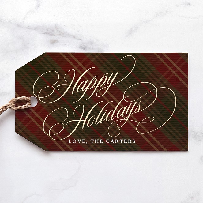 Elegance on Plaid Custom Gift Tags