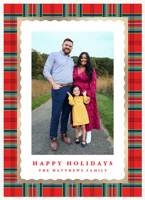 Classic Plaid Photo Personalized Holiday Cards