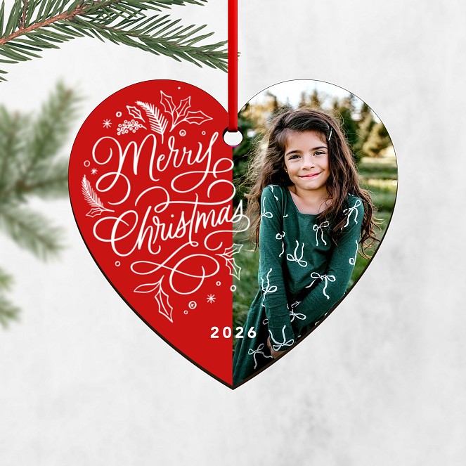 Holly Heart Personalized Ornaments