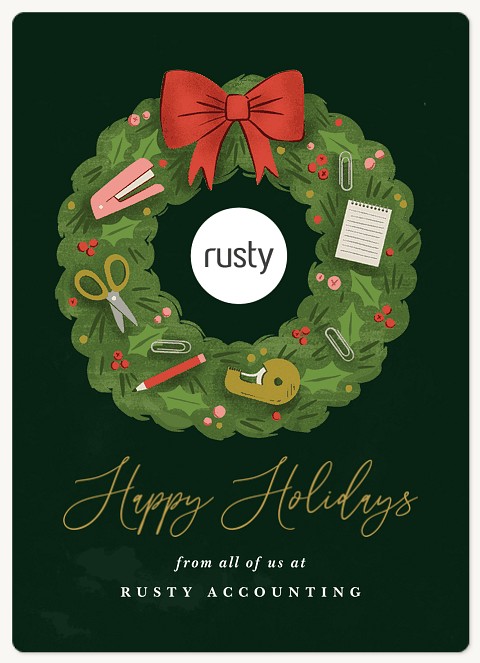 Office Wreath Holiday & Christmas Magnet Cards