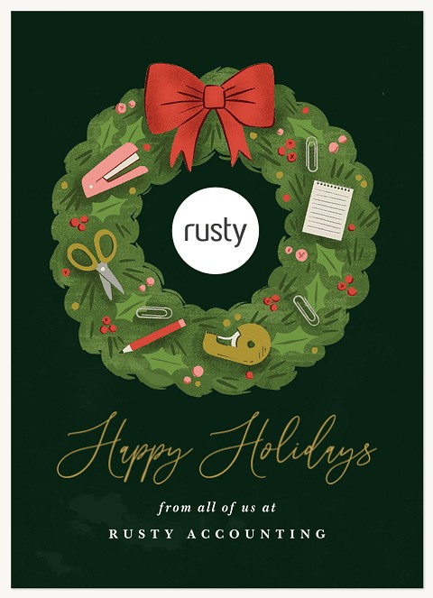 Office Wreath Business Holiday Cards