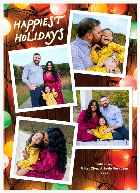 Modern Christmas Lights Personalized Holiday Cards