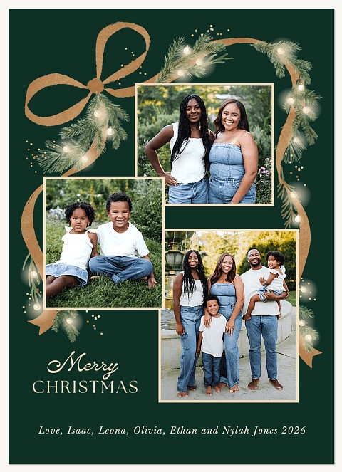 Rustic Bow Personalized Holiday Cards