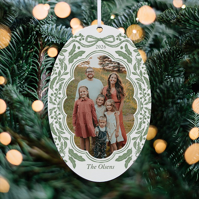 Botanical Ribbon Personalized Ornaments