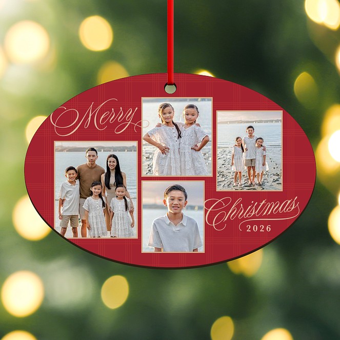 Plaid Montage Custom Ornaments
