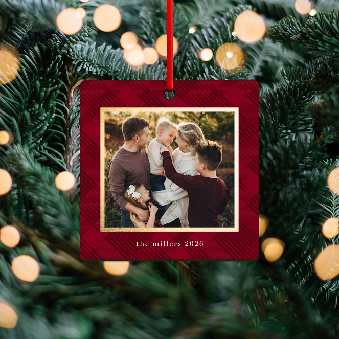 Red Plaid Custom Ornaments