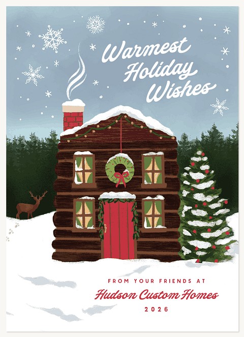 Snowy Cabin Business Holiday Cards