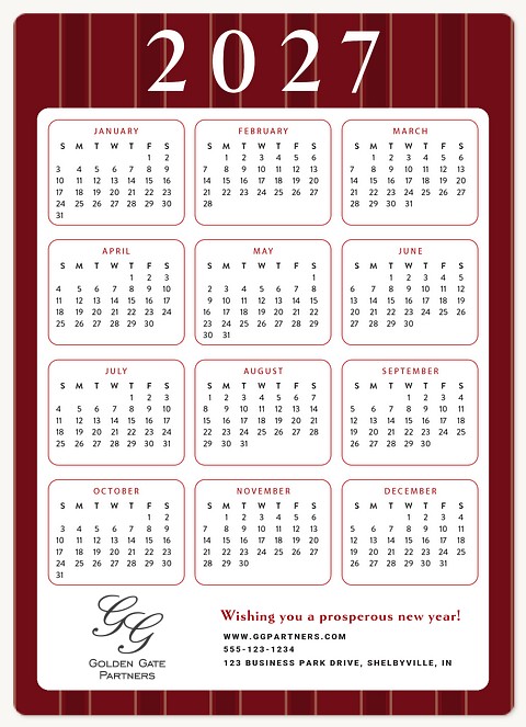 Pinstripe Year Holiday & Christmas Magnet Cards