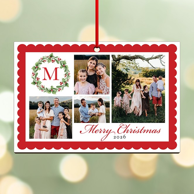 Wreath Monogram Personalized Ornaments