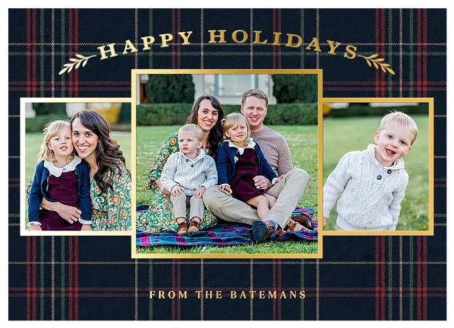 Tartan Trio Personalized Holiday Cards