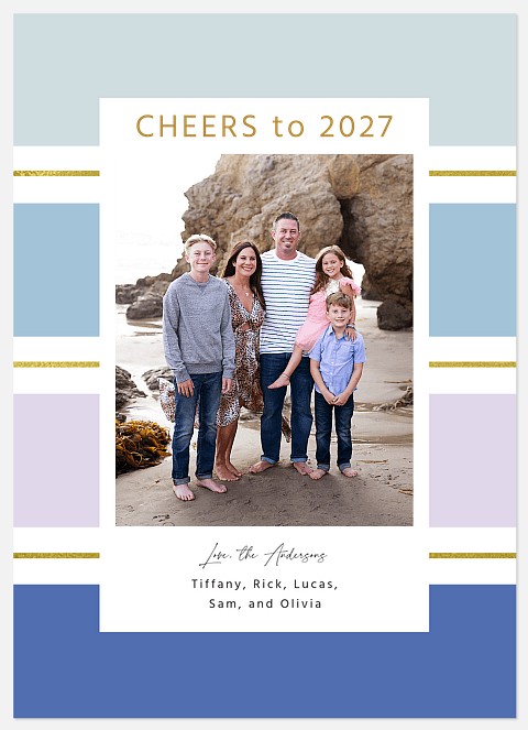 Periwinkle Stripes Holiday Photo Cards