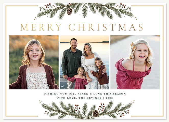 Pinecone Garland Personalized Holiday Cards