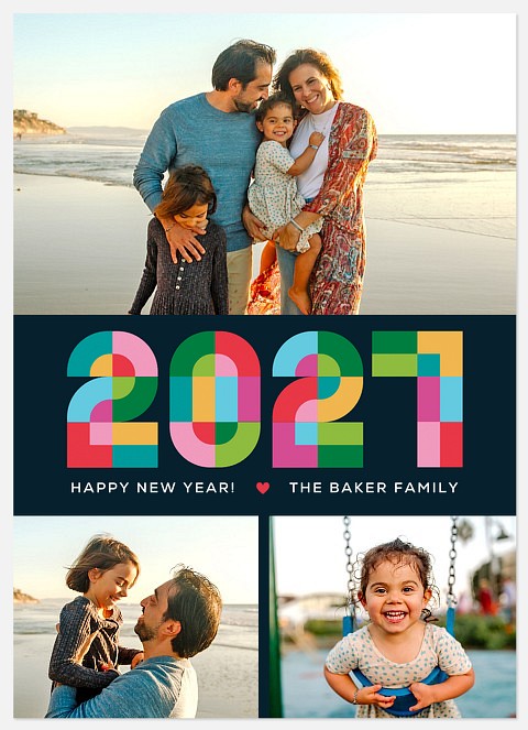 Number Blocks Holiday Photo Cards