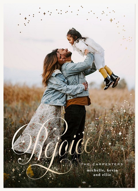 Gilded Rejoice Personalized Holiday Cards