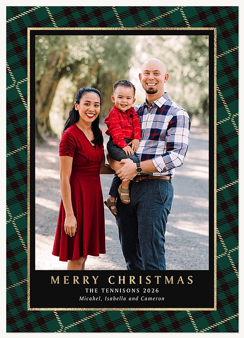 Classic Check Raised Gloss Holiday Cards