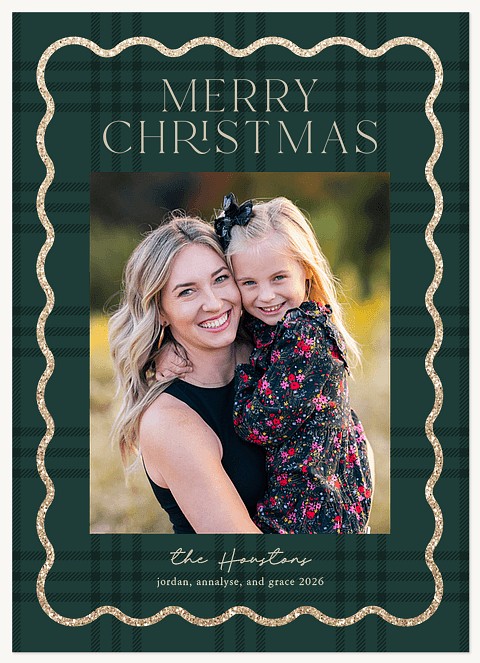 Elegant Wave Raised Gloss Holiday Cards