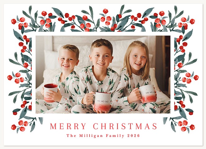 Holiday Greens Raised Gloss Holiday Cards