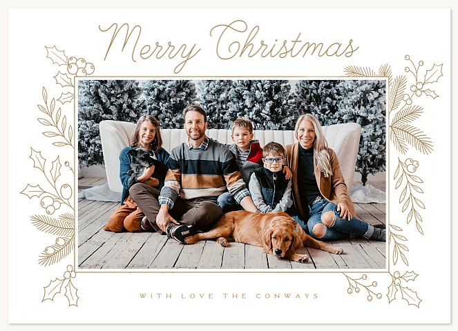 Monoline Foliage Personalized Holiday Cards