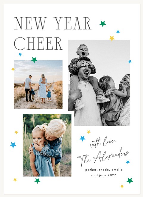 Confetti Stars Personalized Holiday Cards