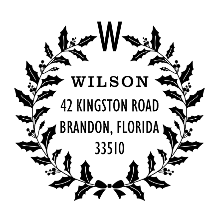 Holly Wreath | Custom Rubber Stamps
