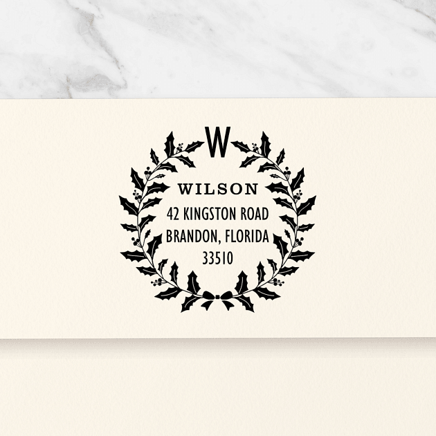 Holly Wreath | Custom Rubber Stamps
