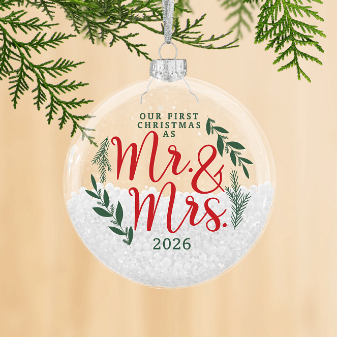 Festive Newlyweds Personalized Ornaments
