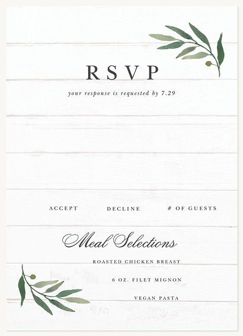 Farmhouse Laurels Wedding RSVP Cards