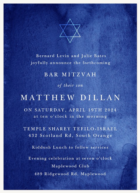 Blue Points Bar Mitzvah Invitations