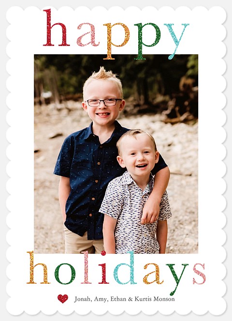 Colorful Glitter Holiday Photo Cards