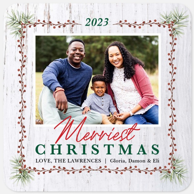 Rustic Berry Frame Holiday Photo Cards